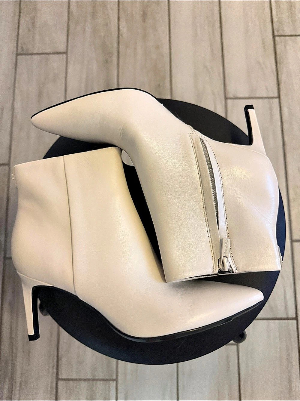 Calvin Klein Pointed Toe Ankle Booties in White New without box
